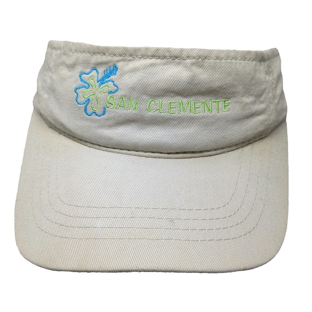 Dorfman Pacific Co Visor Beige OSFM San Clemente Hibiscus Cotton Strapback Hat